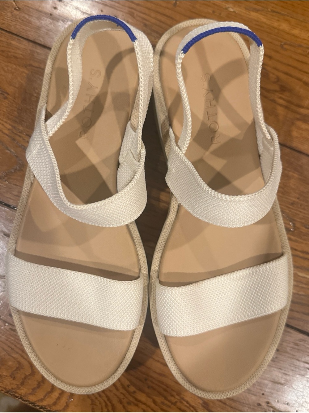 ROTHY'S LIGHTWEIGHT WEDGE SUMMER SANDAL / BEIGE SALT CREAM / SIZE 7/ NWOT - Picture 6 of 9